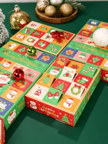 24pcs/Christmas 24-Day Advent Calendar Fun Hole-Punch Box, Cartoon Gift Box For Lucky Draw, Countdown Calendar Prize Packaging Box. Perfect Christmas Gift For Gifting, Festive Party Atmosphere Prop. DIY Surprise & Punishment Activities Available - Multicolor - View 4