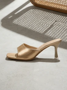 CAJUNI New Plus Size Women's Comfortable Minimalist Square Toe Open Toe - Gold - View 3