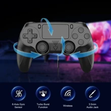 P4 Replacement Game Controller - 4-Zone Vibration Feedback - Built-In 600mAh Battery - With Touchpad And Headphone Jack - Multi-Platform Compatible Game Controller - View 2