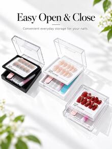 5 Packs Double-Layer Clear Nail Art Display Box - PE Dustproof Storage Case With Lid For Press-On Nails & Manicure Tools, Portable Organizer For Salon & Home (Stackable, Compact) - Multicolor - View 8