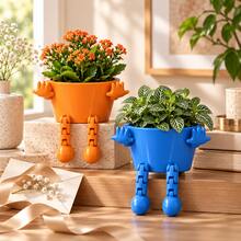 4 Colors Movable Leg Sitting Creative Flower Pot, Desktop Window Sill Home Decor Plant Pot, Without Plant - Creative Sitting Planter With Movable Legs - View 4