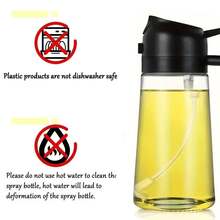 Multifunctional Kitchen Glass Oil Spray Bottle, Dual-Purpose Invertible Sprayer, Wide Mouth Leakproof No Drip, 65° Wide-Angle Even Atomization For Cooking Barbecue - A - View 12