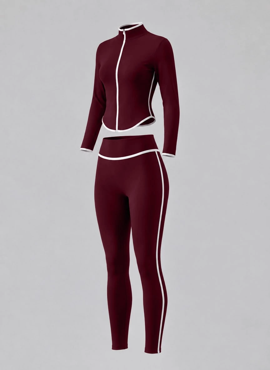 Never me Women's Half Zip Collar Sweatshirt & Loose Straight Leg Pants Casual Two Pieces Set - Rusty Rose - View 1