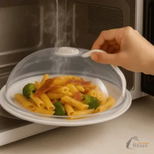 Tampa Protetora de Microondas com Válvula E Alça De Proteção Bpa Free 26cm Anti Sujeira Transparente - Transparente - Visão 5