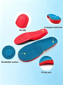 1 Pair Small Arch Support Insoles, EVA Material, Blue Spotted, Suitable For Sports Shoes, Casual Shoes, Unisex - Red - View 2