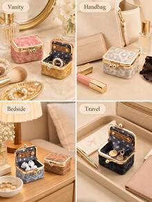 Women's Leopard Print Leather Mini Multi-Color Jewelry Box Storage Bag, With Snap Lock Portable Jewelry Pouch, Compact Jewelry Organizer, Can Store Rings, Earrings; Suitable For Daily Commute, Travel, Women's Gift Choice, Multi-Color Portable Jewelry Small Bag - Multicolor - View 7