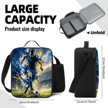 Tas Bekal Makan Siang Berinsulasi Motif Sepak Bola 2D, Tali Selempang yang Dapat Diatur, Kantong Jala Samping, Tempat Botol Minum, Kotak Bekal Portabel, Lapisan Dalam Kapasitas Besar, Isolasi Dingin dan Panas, Gaya Penggemar Olahraga, Cocok untuk Perjalanan, Piknik, Tas Penyimpanan Makanan Luar Ruangan, Tersedia Berbagai Warna - Bekal makan siang - View 11