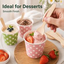 Disposable Birch Mini Ice Cream Spoons, Cake Ice Cream Dessert Utensils, Bamboo Products, Suitable For Parties, Weddings, Camping - Multicolor - View 7