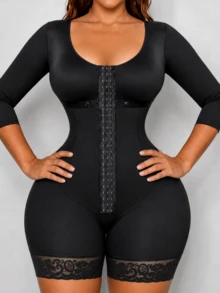 1pc Women's High Compression Shapewear, Colombian Jumpsuit, Tummy Control Shaping Pants, Flat Belly Waist Trainer, Abdominal Control Shapewear - Black - View 4
