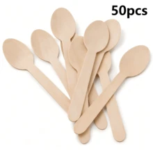 Disposable Birch Mini Ice Cream Spoons, Cake Ice Cream Dessert Utensils, Bamboo Products, Suitable For Parties, Weddings, Camping - Multicolor - View 15
