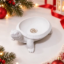 1pc Christmas White Turtle Storage Tray, Nordic Style Entryway Key Holder, Desktop Decor Ornament, Christmas Decoration, Key Storage, Coin Storage - Christmas Turtle Plate - View 1