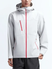 CAMEL CROWN Men's Hooded Outdoor Jacket, Windproof Water Resistant Wear Resistant Casual Coat For Hiking Mountaineering - Glacier Gray - View 1
