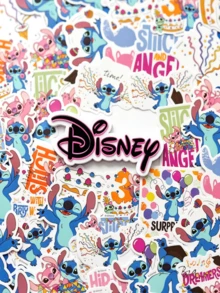 Disney 50張迪士尼史迪奇生日派對貼紙，防水PVC乙烯基貼紙，適用於筆記本電腦、水瓶、行李箱、剪貼簿和手機殼DIY裝飾 - 彩色 - 查看 4