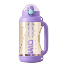 QWEPPSU 大容量噸噸桶 2000ml 帶茶倉刻度吸管水杯 握把式耐高溫健身泡茶運動水壺 - 紫丁香色 - 查看 6