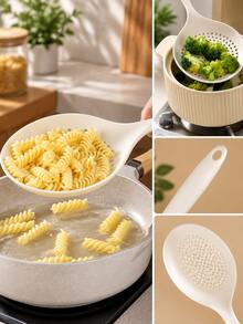 2/1pc Silicone Mesh Oil Strainer Spoon With Holes, Spider Skimmer For Deep Frying, Pasta Strainer, Kitchen Fried Food Oil Draining Spoon - Multicolor - View 2