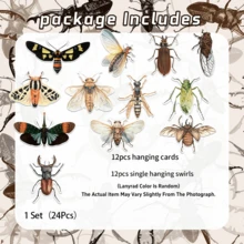 1 Set Insect Spiral Decor - Realistic Paper Spiral Hanging Decorations, Suitable For Ceiling And Wall, Perfect For Birthday Parties And Events, Includes Ant, Bee, Moth And Other Patterns - Insect Banner Spiral Set Single Spiral - View 7