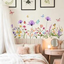 A Colorful Wall Sticker Featuring Plants, Flowers And Butterflies, Size 11.81 X 35.43 Inches, Suitable For Decorating Bedrooms And Living Rooms. It Is Self-Adhesive And Removable. - Multicolor - View 4