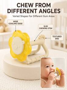 Lion Water Filled Cooling Teether For Baby,Silicone Textured Teething Toy With Easy Grip Handle,Chillable Gum Soother For Infants Boys Girls,Christmas - Multicolor - View 10