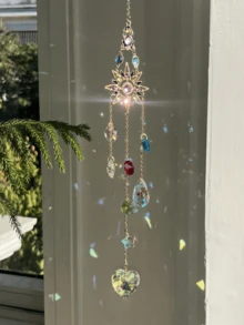 1pc Christmas Yard Garden Decor Light-Collecting Ornament Evil Eye Sun Moon Crystal Sun Catcher Wind Chime - Hanging Ornament - View 6