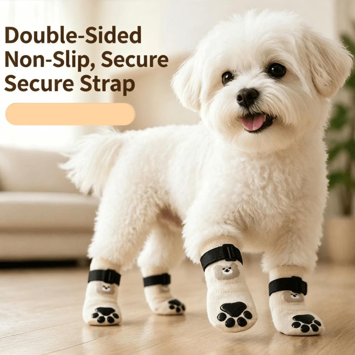 Kaus Kaki Hewan Peliharaan Anti Gores Anti Selip Dua Sisi dengan Pegangan Silikon Anti Selip untuk Sendi, Penutup Kaki Anak Anjing, Kaus Kaki Anjing - MultiWarna - View 1