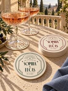 Custom Wedding Coasters Set Bulk,Personalised Wedding Coasters,Custom COCKTAIL Wedding Paper Coasters,New Home Gifts ,Party Table Decoration - Multicolor - View 6