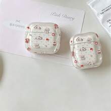 Fully Transparent Minimalist Bluetooth Earphone Protective Case, All-Over Print Cute Animals, Cake Cherry Polka Dot Pattern, Clear Shell Body Allows Seeing Earphone Body, Soft And Adorable Childhood Charm. Soft Shell With Smooth Touch, Exquisite Pattern Printing, Rich Details. Precise Cutouts, Smooth Earphone Opening And Closing, No Interference With Charging. Side Reserved Hanging Hole, Can Be Paired With Hanging Chain For Convenient Carrying And Storage. Light-Colored Cartoon Elements, Puppies, Bunnies, Small Cakes Distributed Randomly - Clear - View 5
