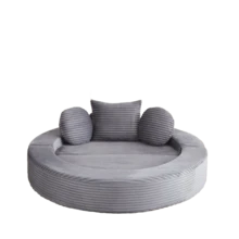A Versatile 4-In-1 Sofa Bed, Ideal For Compact Living Spaces, That Can Be Used As Both A Semi-Circular Sofa And A Round Daybed, Two Round Cushions And One Square Cushion - Grey - View 7