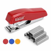 Eagle Mini Desktop Stapler With Built-In Automatic Staple Remover - Includes 1000pcs #10 Staples, Can Staple 8 Sheets Of Paper, Compact And Portable, Suitable For Home Office Use, Red/Yellow/Blue Three Colors Available - Sets - View 3