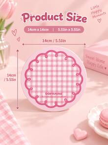 4pcs Dopamine Style Gingham Pattern Coasters, Wavy Lace Rim Round Drink Coasters, Cute Desk Decor For Coffee & Tea Cup, Home Tabletop Ornament, Lovely Gift Choice For Household Party Daily Use - Multicolor - View 5