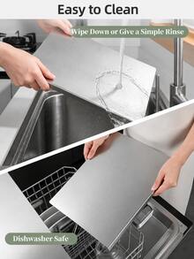 Stainless Steel Folded Edge Cutting Board, Double-Sided Kitchen Chopping Board, Suitable For Meat, Vegetables, Fruit, Dough, Food Preparation Countertop, Easy To Clean And Reusable Kitchen Cutting Mat, Home Cooking And Baking Kitchen Accessory - Multicolor - View 8