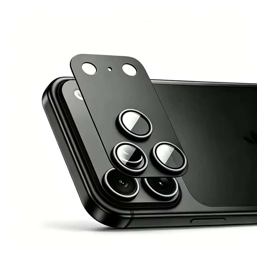 適用於 Apple 18 Pro /18 Pro Max 手機相機鏡頭保護膜 金屬裝甲鏡頭保護膜 防刮防摔 黑色 - 黑色 - 查看 1