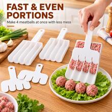 3pcs 4-Grid Meatball & Dumpling Maker, Durable PP Kitchen Tool For Homemade Meatballs Fish Balls And Party Prep - [Thickened 4-grid] 3 Mold Sets + 3 Scrapers - View 2