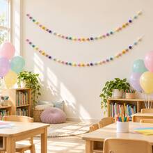 Pastel Letter Birthday Banner, Gold Shiny Edges, Happy Birthday Bunting Flags, Party Decor, Reusable, Party Background, Wall Decor For Various Celebrations - Multicolor - View 7