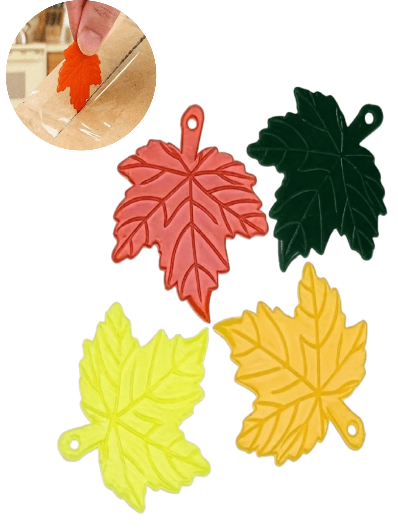 Portable Plastic Box Opener, Black, Red, Yellow, Orange, 5*4.5CM With Simple Maple Leaf Shape, Suitable For Opening Express Cartons And Packages, Key Chain Pendants And Bag Accessories. - Multicolor - View 1