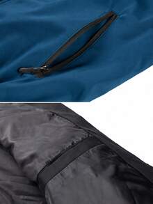 1 Set Men's Autumn Embroidered Colorblock Sportswear, Hooded Zip-Up Jacket And Joggers, Casual Street Style Outfit, Boyfriend Gift - Royal Blue - View 8