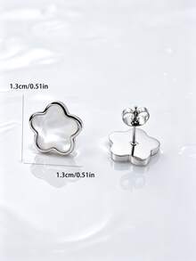 1 Pair Cute Personalized Ins Style Stainless Steel Gold Plated Faux Shell Flower Stud Earrings For Men Couples Holiday Party Accessory - Flowers - View 8