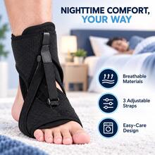 1pc Adjustable AFO Foot Brace, Lightweight Foot Splint Support, Ankle Foot Stabilizer For Daily Walking & Outdoor Activity - Black - View 4