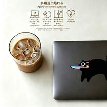 Cute Black Cat With Knife Car Sticker, Holographic Laser Cartoon Decal For Car Window, Laptop, Personalized Modification Sticker - A - View 3