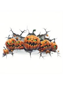 1pc Halloween Pumpkin Wall Decal, Say Goodbye To Monotonous White Walls! Create An Atmospheric Home With One-Click Application, Easy To Stick, Whether In Bedroom Or Living Room, Instantly Refresh Your Home Decor, Suitable For Bedroom And Living Room Wall Decoration, Self-Adhesive And Removable Wall Sticker - D - View 5