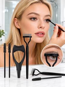 6/5/3/2/1pc Eyelash Tool Set, Includes Mascara Brush And Container, Create Natural Makeup Look, Includes Eyelash Comb And Brush, Reusable, False Eyelash Trimming Tool And Eyelash Separator, Suitable For Women And Girls - Multicolor - View 3