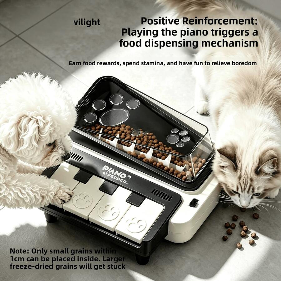1pc Piano-Shaped Pet Treat Dispenser Toy, Press-Key Interactive Snack Dispensing Enrichment Puzzle Toy, For Indoor Cats & Dogs