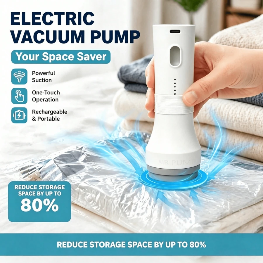 Portable Vacuum Machine, Winter And Autumn Clothing Storage Vacuum Pump, Suitable For Vacuum Storage Bags, A Vacuum Pump Tool For Household Storage And Outdoor Camping Storage, A Holiday Gift - Multicolor - View 1