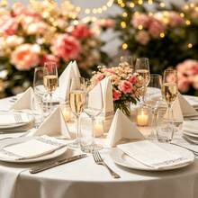 20/40/100/1pc Disposable White Paper Napkins With Silver Rim Floral Decoration, Elegant Decorative Table Napkins For Weddings, Receptions, Banquets, Birthday Parties, Bathrooms And Tabletop Decor - Silver - View 4