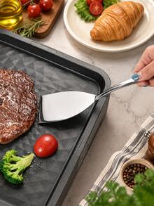 2pcs/1pc Stainless Steel Kitchen Spatula, Wide Flat Turner, Suitable For Cooking, Frying, Flipping, Serving And Baking, Long Handle Food Turner, Suitable For Steak, Pancake, Egg, Fish, Meat Patty, Dessert, Home Kitchen Cooking Utensil - Multicolor - View 8