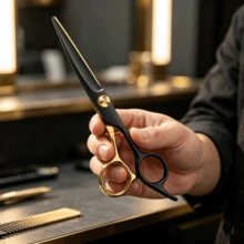 2pcs/Black Gold Professional Hair Cutting Scissors With Hair Comb, Premium Stainless Steel Hairdressing Scissors, Suitable For Salon And Home Use, Sharp And Durable - Multicolor - View 3