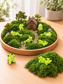 Mini Green Frog Figurine Set, Cute Multiple Poses, Suitable For Moss Terrarium, Fairy Garden, Succulent Planter And DIY Miniature Landscape Decoration, Glossy Miniature Decor, Suitable For Home Desktop Display, Halloween, Thanksgiving, Christmas And Easter Decoration - Green Plant Set - View 8