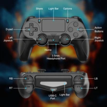 P4 Replacement Game Controller - 4-Zone Vibration Feedback - Built-In 600mAh Battery - With Touchpad And Headphone Jack - Multi-Platform Compatible Game Controller - View 6