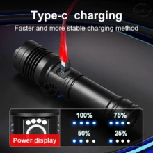 Linterna LED XHP360 Super Potente Recargable por USB Linterna Táctica de Alta Potencia Impermeable Linterna de Mano para Camping - flash - Ver 10
