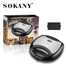 SOKANY 102 Multi-Function Sandwich And Grill Press For Breakfast, High Power With Indicator Light, Single Integrated Baking Plate, Dual Constant Heating, Non-Stick Easy-Clean Coating, Heat-Insulated Handle. Great For Sandwiches, Fried Eggs, And Steak - Black - View 4