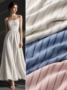 HHMC 1pc New Hollow Striped Fabric, Multiple Colors Available, Lightweight And Suitable For Spring And Autumn, 150cm Wide, Suitable For DIY Bags, Curtains, Home Decor, Pillows, Tablecloths And Other Handicrafts - Multicolor - View 6